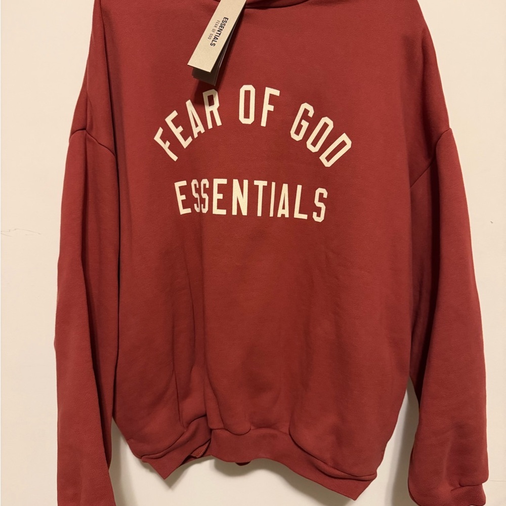 Fear of God Essentials Fleece Hoodie ‘Crimson’